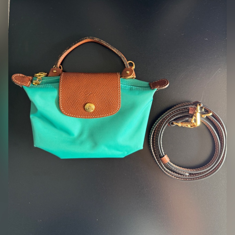 Longchamp Le Pliage Original Mini Pouch and Adjustable Removable Crossbody Strap